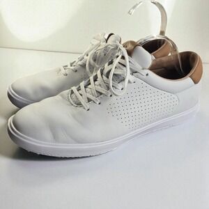 Travis‎ Mathew Cuater Phenom Men 9.5 White Brown Leather Shoes Sneakers Casual